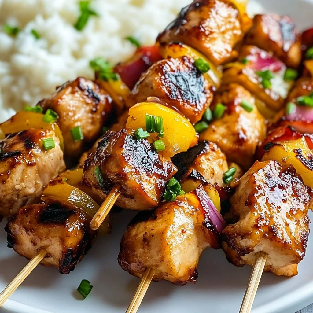 Easy Hawaiian Chicken Kabobs