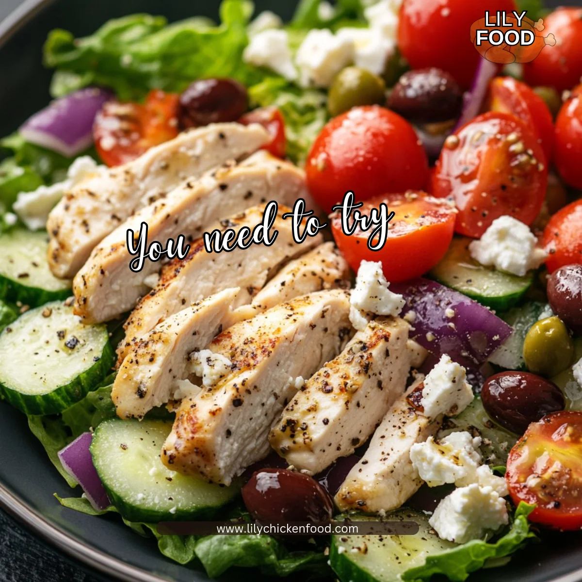 Fresh Greek Salad with Chicken