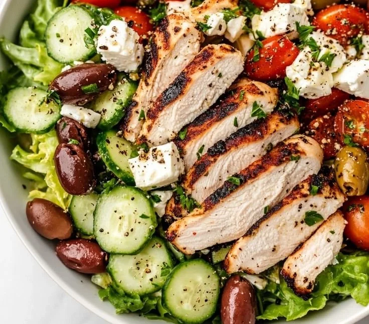 Fresh Greek Salad with Chicken