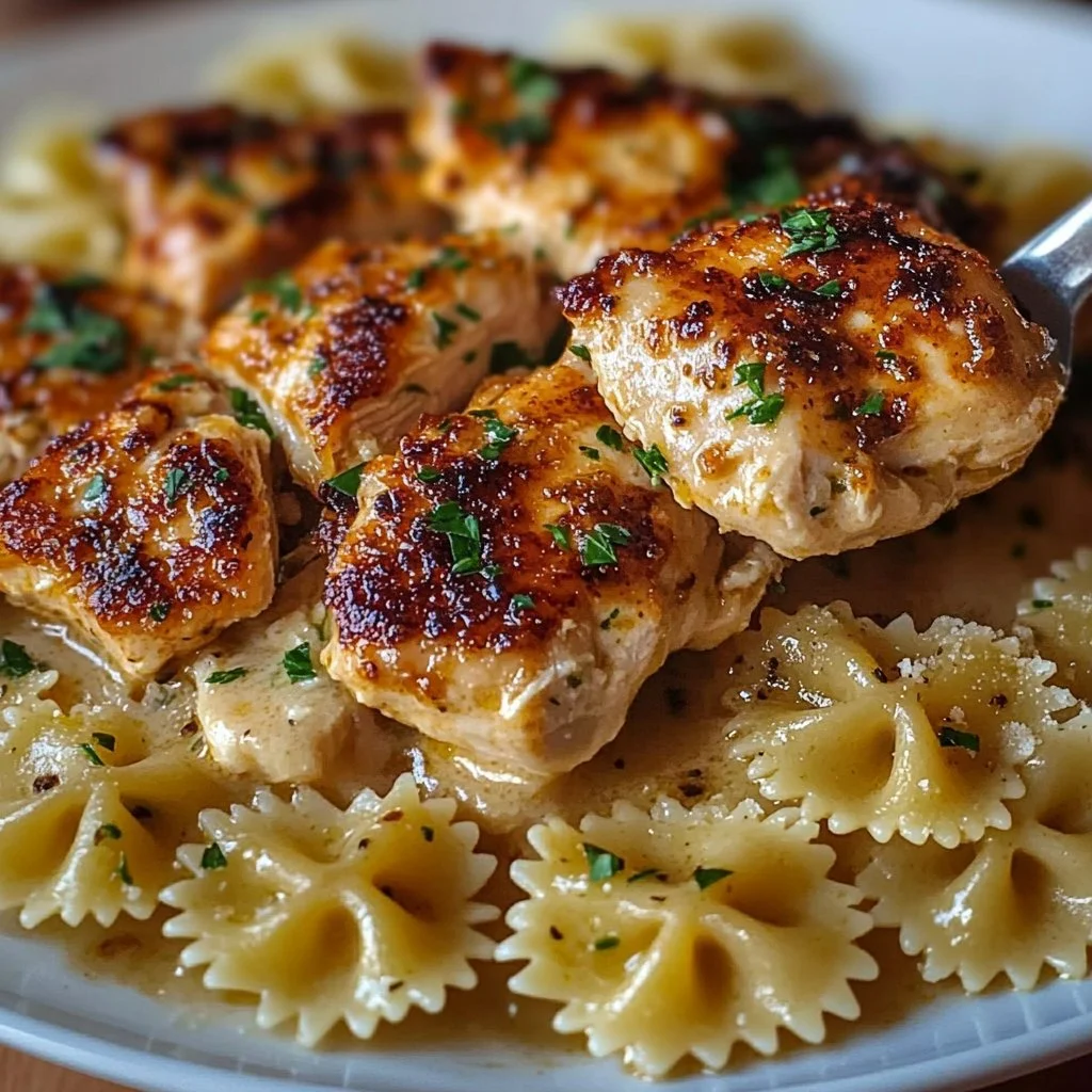 Garlic Butter Chicken and Bowtie Pasta