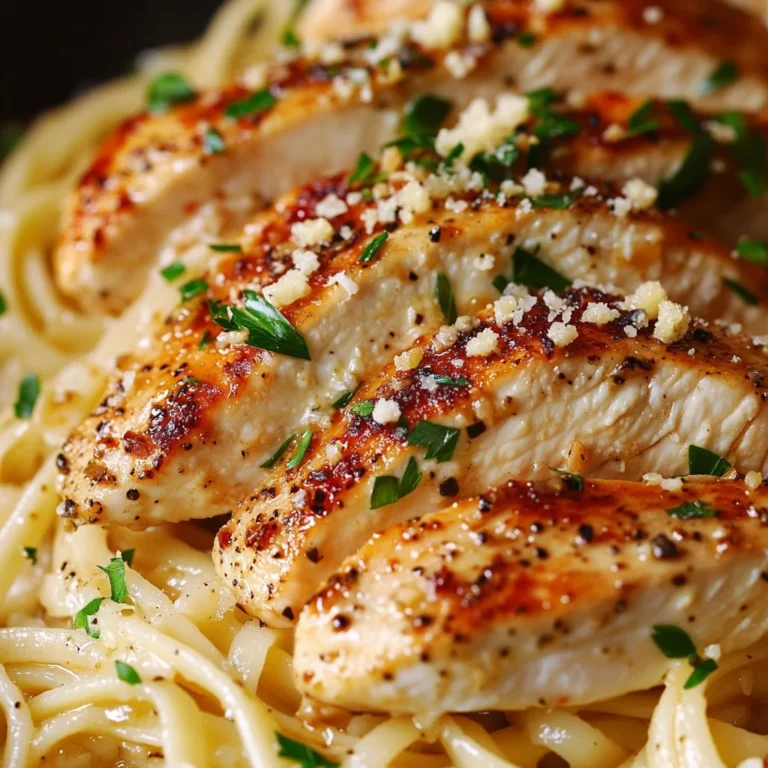 Creamy Garlic Butter Chicken Linguine served in a bowl
