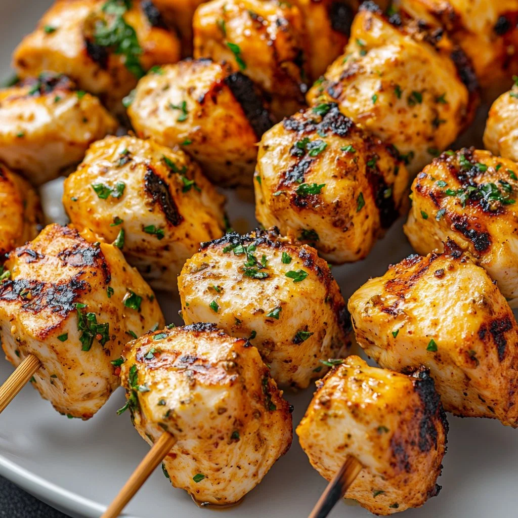 Grilled Chicken Skewers with Cowboy Butter