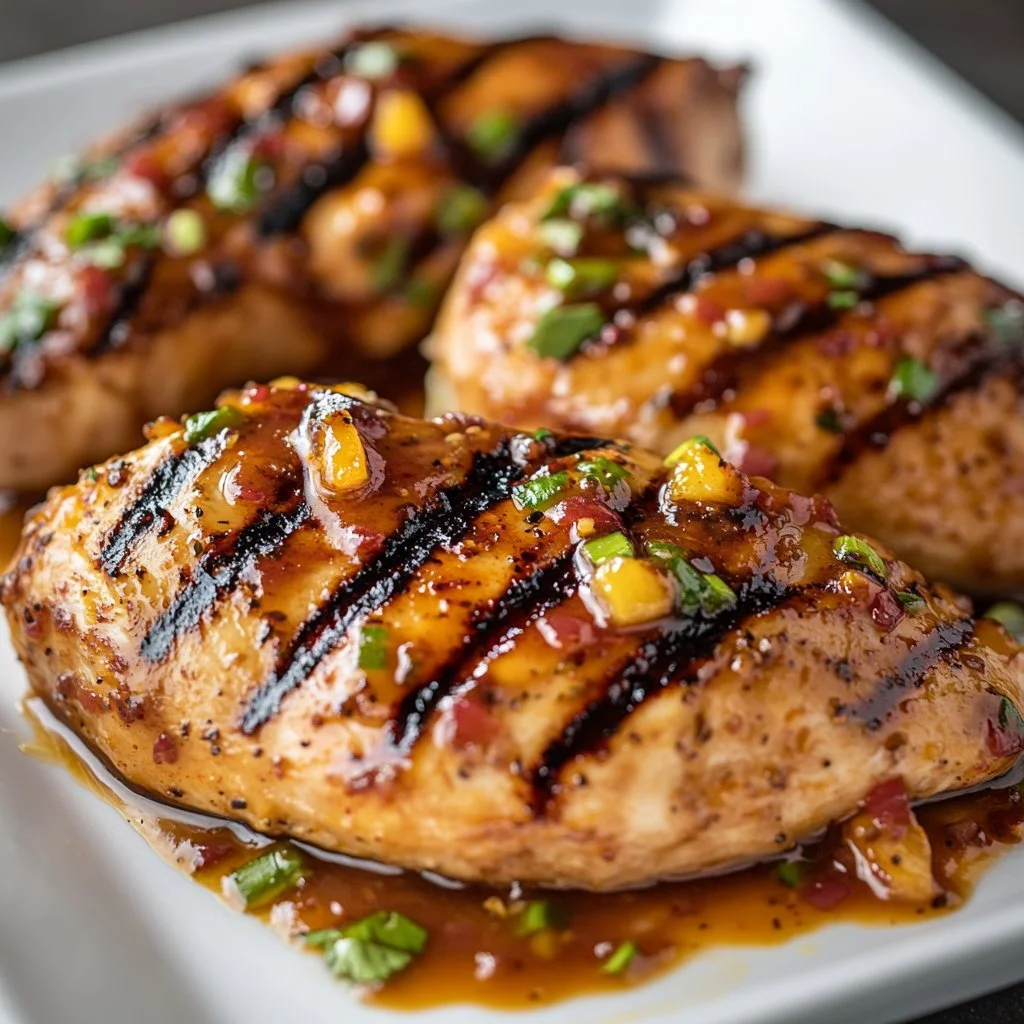 Grilled Chicken with Peach Preserves and Chili Garlic Sauce