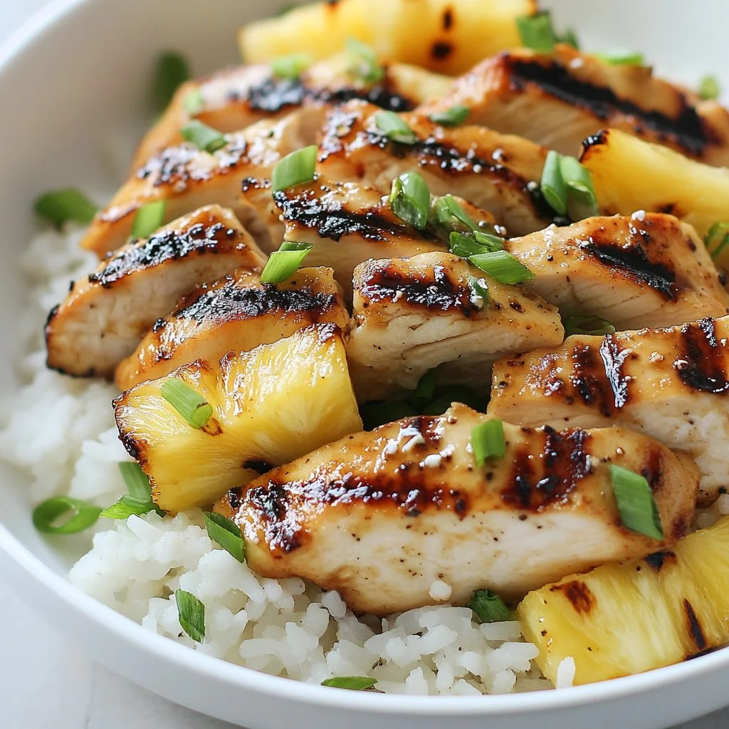 Delicious Hawaiian Chicken served with Pineapple and Coconut Rice