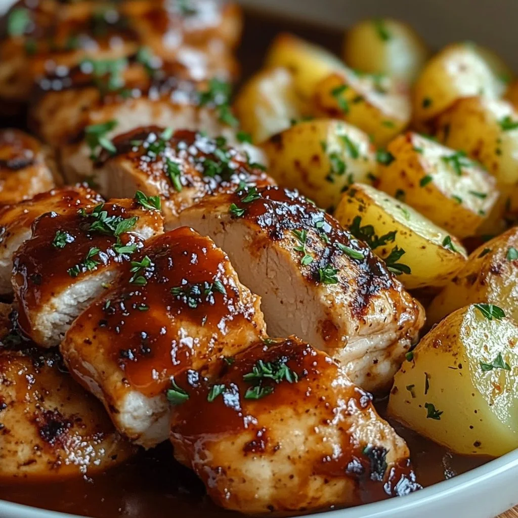 Honey BBQ Chicken with Garlic Parmesan Potatoes