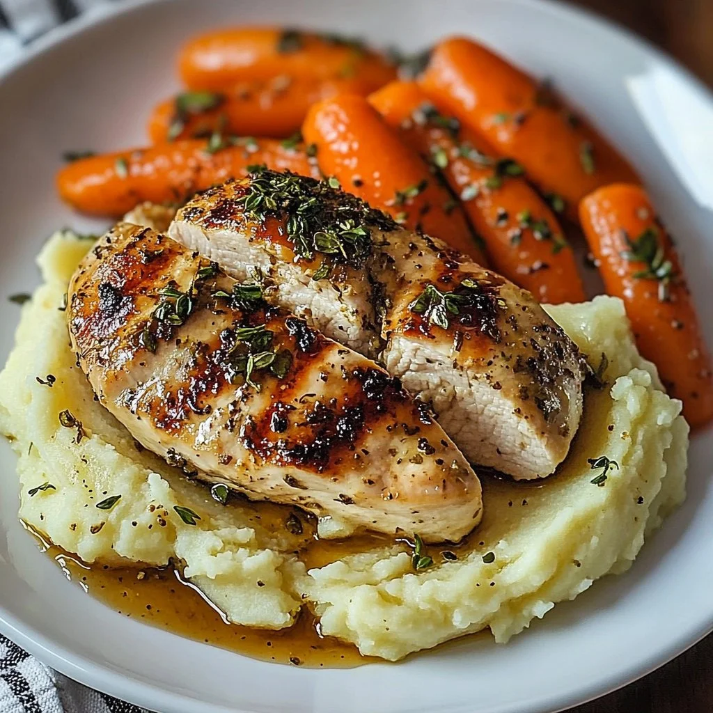 Make Garlic Herb Chicken with Mashed Potatoes and Glazed Carrots Tonight!