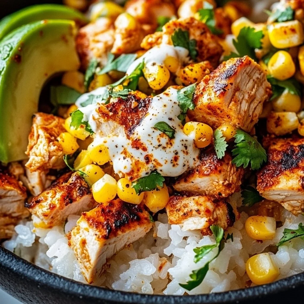 Street Corn Chicken Rice Bowl