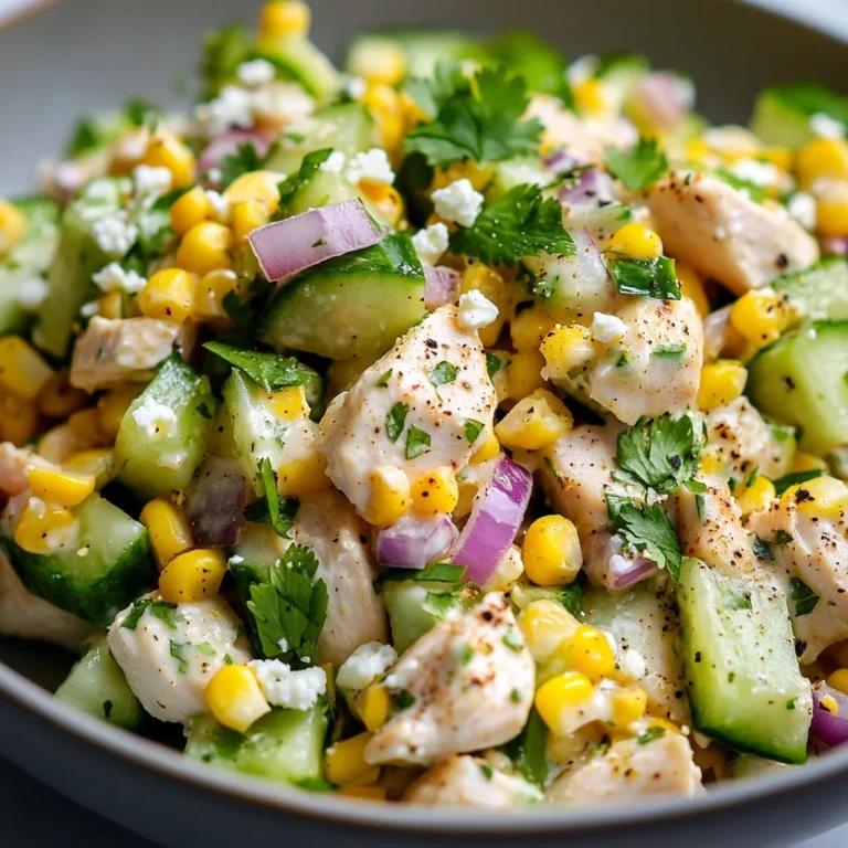 Street Corn Creamy Cucumber Chicken Salad recipe with vibrant ingredients