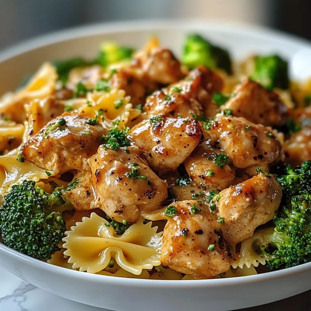 Zesty Cowboy Butter Chicken: Lemon Bowtie Pasta & Broccoli