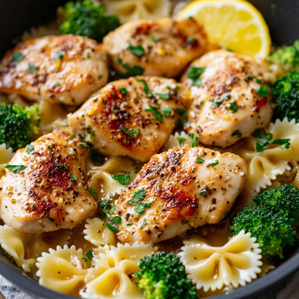 Zesty Cowboy Butter Chicken: Lemon Bowtie Pasta & Broccoli