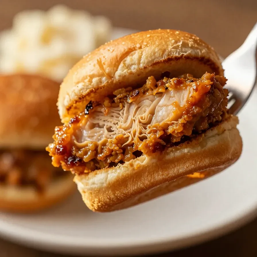 Close-up of buffalo chicken sliders with melted cheese served on a wooden tray.