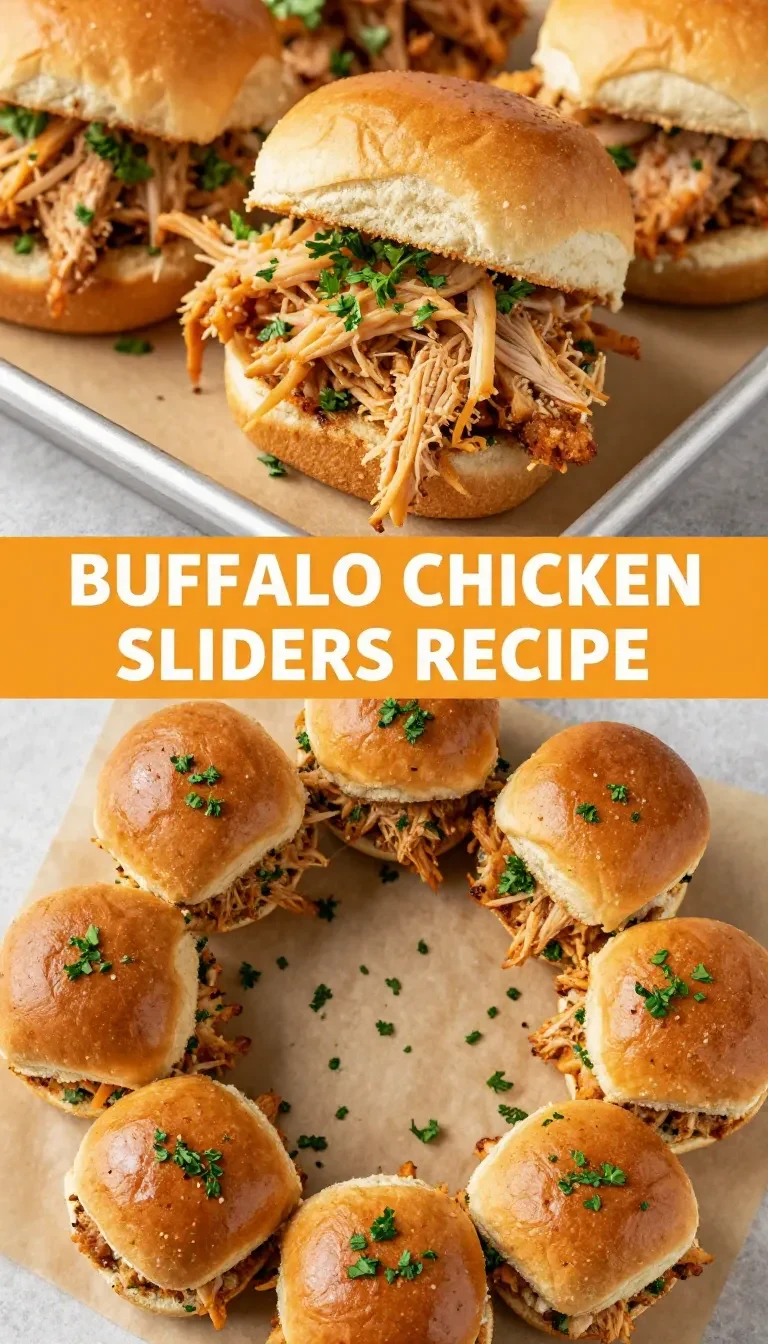 Close-up of buffalo chicken sliders with melted cheese served on a wooden tray.