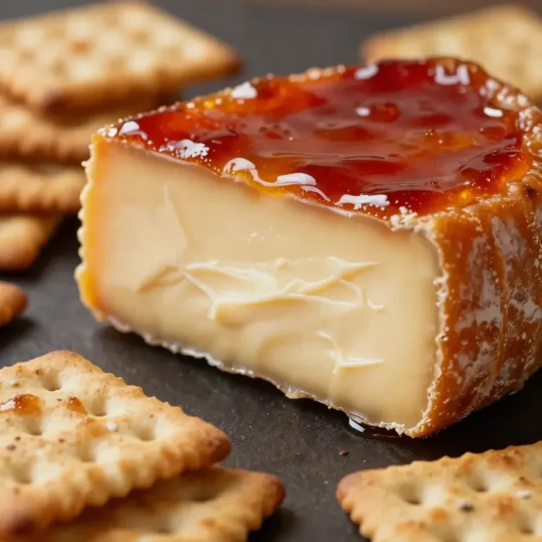 A perfectly smoked cream cheese block garnished with fresh herbs on a wooden platter.