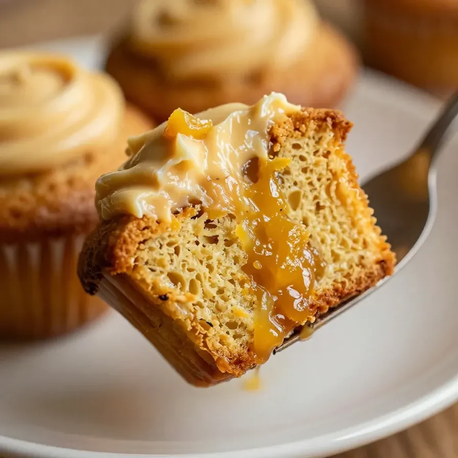 A freshly baked Starbucks Pumpkin Cream Cheese Muffin with a creamy center on a white plate.