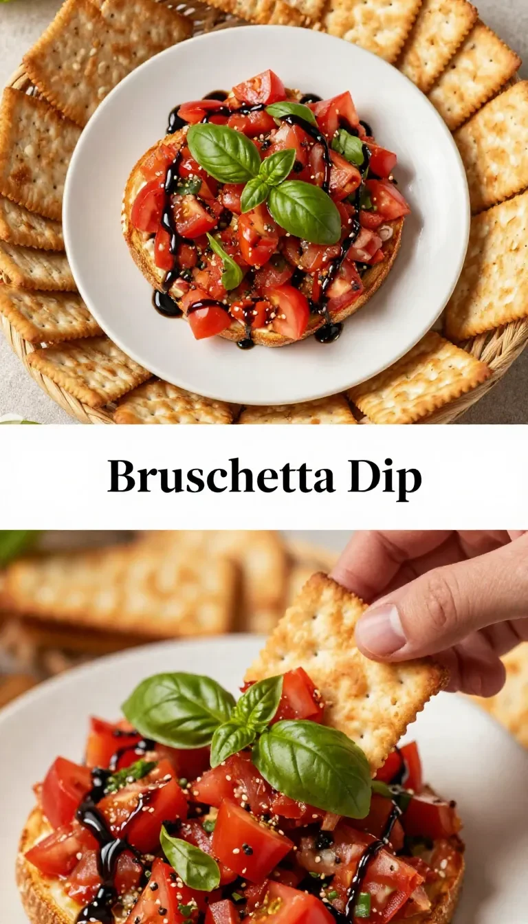 A bowl of freshly made bruschetta dip with diced tomatoes, basil, and garlic.